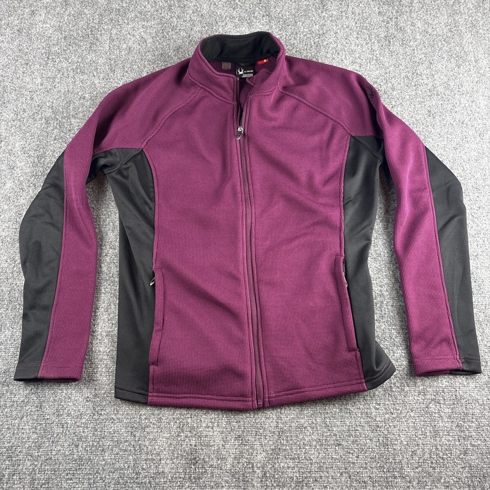 Spyder Encore Full Zip Grid Fleece Jacket Magenta Black Colorblock - Women's XL
